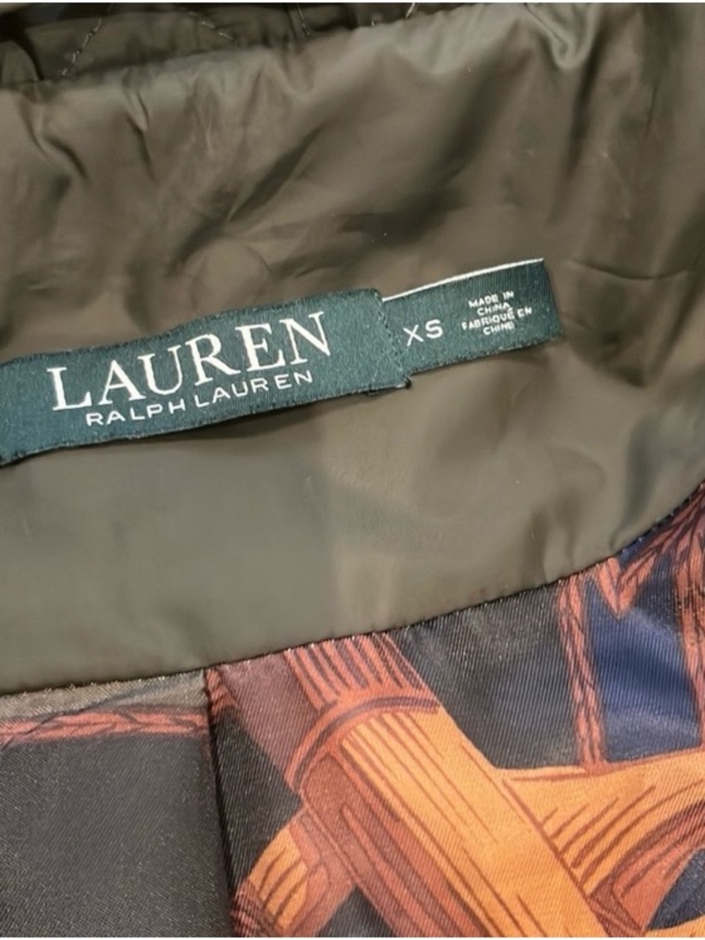 Lauren Ralph Lauren Quilted Hooded Puffer Jacket - Olive Green with Brown Trim - Picture 5 of 6